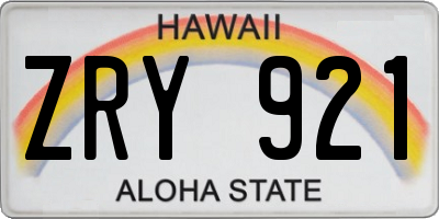 HI license plate ZRY921