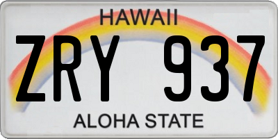 HI license plate ZRY937