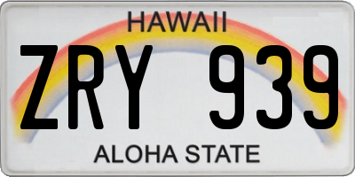 HI license plate ZRY939