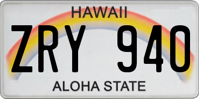 HI license plate ZRY940