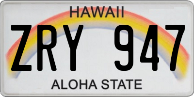 HI license plate ZRY947