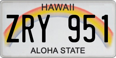 HI license plate ZRY951
