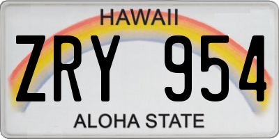 HI license plate ZRY954