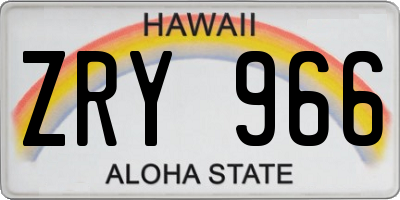 HI license plate ZRY966