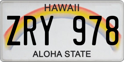 HI license plate ZRY978