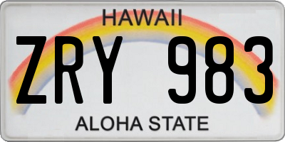 HI license plate ZRY983