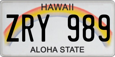 HI license plate ZRY989