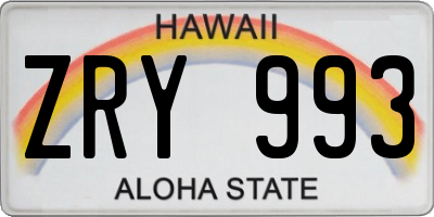 HI license plate ZRY993
