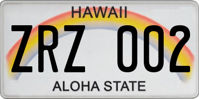 HI license plate ZRZ002