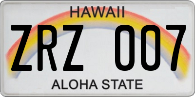 HI license plate ZRZ007