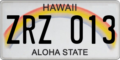 HI license plate ZRZ013