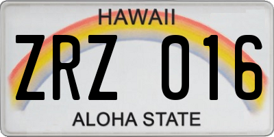 HI license plate ZRZ016