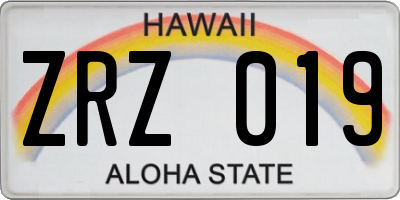 HI license plate ZRZ019