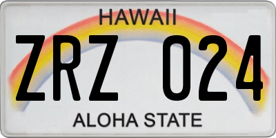 HI license plate ZRZ024