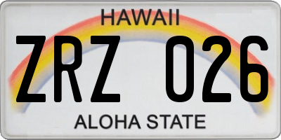 HI license plate ZRZ026