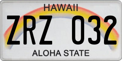 HI license plate ZRZ032
