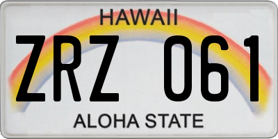 HI license plate ZRZ061
