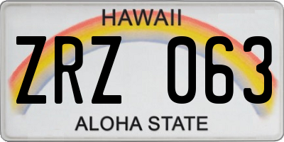HI license plate ZRZ063