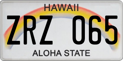 HI license plate ZRZ065