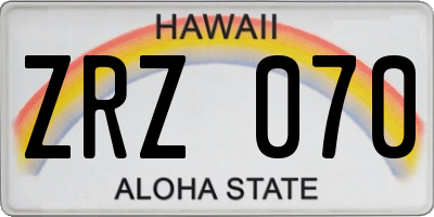 HI license plate ZRZ070