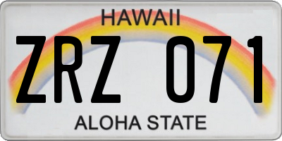HI license plate ZRZ071