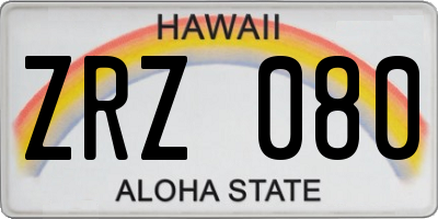 HI license plate ZRZ080