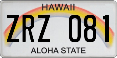 HI license plate ZRZ081