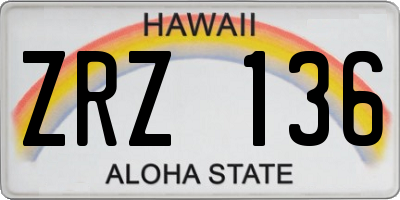 HI license plate ZRZ136