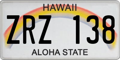 HI license plate ZRZ138