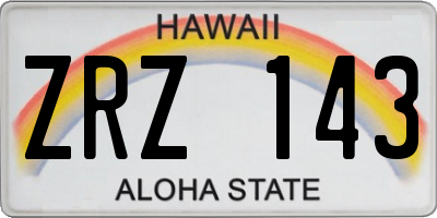 HI license plate ZRZ143