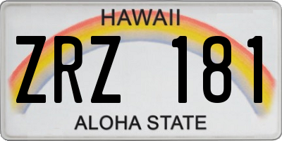 HI license plate ZRZ181