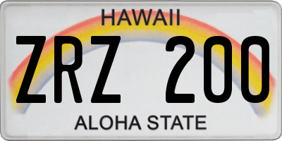 HI license plate ZRZ200