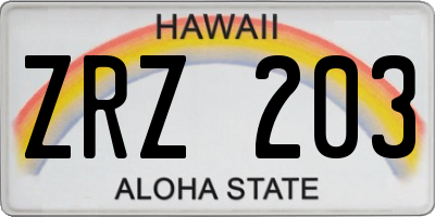 HI license plate ZRZ203