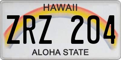 HI license plate ZRZ204