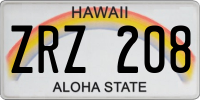 HI license plate ZRZ208