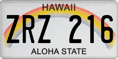 HI license plate ZRZ216