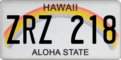 HI license plate ZRZ218