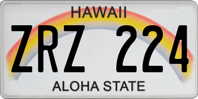 HI license plate ZRZ224