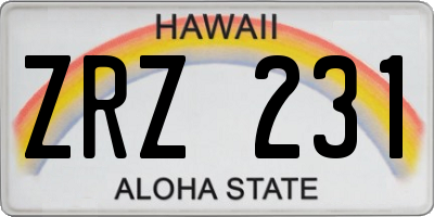 HI license plate ZRZ231