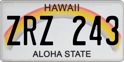 HI license plate ZRZ243