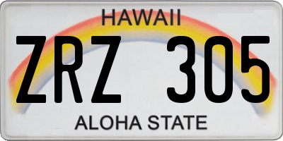 HI license plate ZRZ305