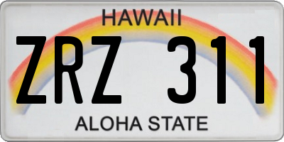 HI license plate ZRZ311