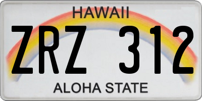HI license plate ZRZ312