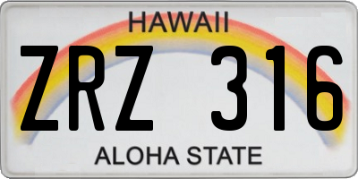 HI license plate ZRZ316