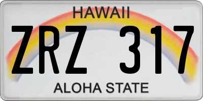 HI license plate ZRZ317