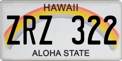 HI license plate ZRZ322