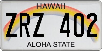 HI license plate ZRZ402