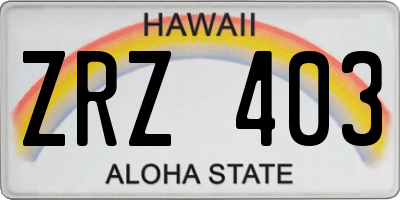 HI license plate ZRZ403