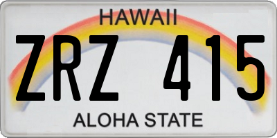 HI license plate ZRZ415