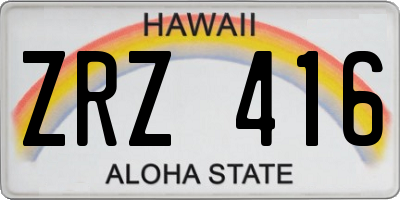 HI license plate ZRZ416
